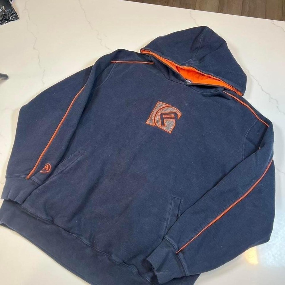 Vintage Aeropostale Hoodie Navy Blue Orange Y2K Skater Pullover Mens Medium